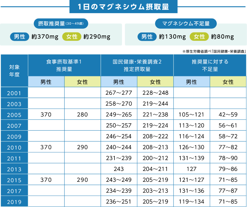 1日のマグネシウム摂取量